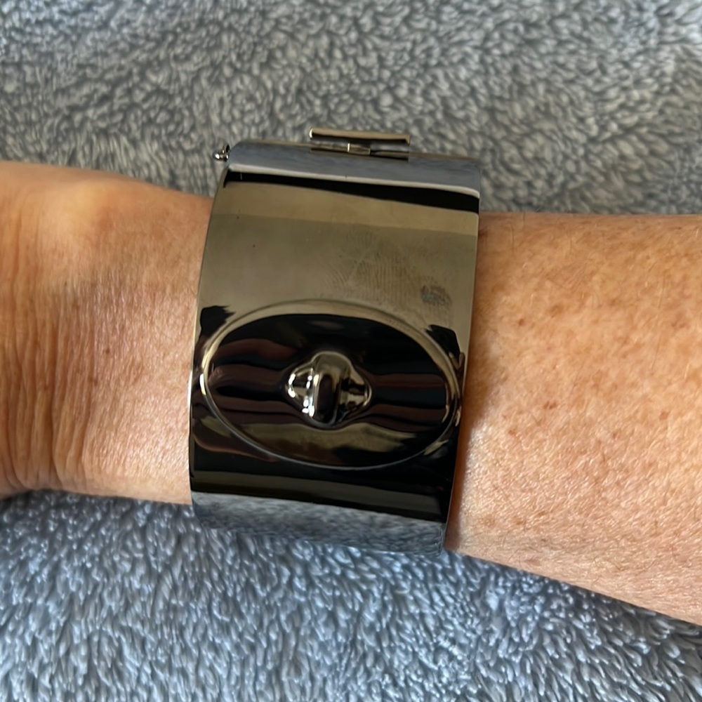 Coach wide black metal bracelet